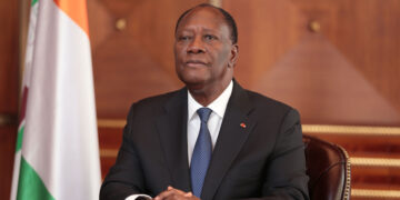 The President of Cote d’Ivoire Alassane Ouattara meets Eni’s CEO Claudio Descalzi